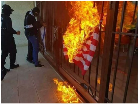 Picture of burning US flag